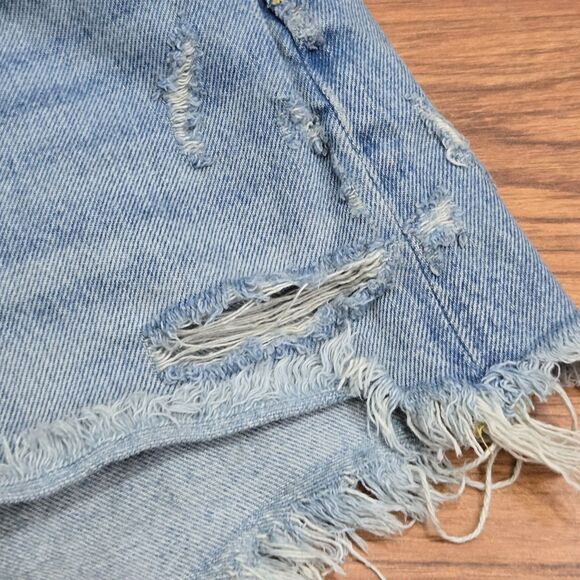 Agolde High Rise Parker Jean Shorts Size 27 Cut Off Distressed Denim Button Fly - Picture 7 of 10